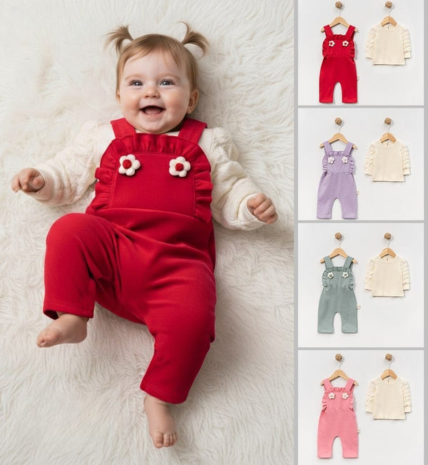 Ensemble Salopette 2 pièces pour bébé fille 3 à 18 Mois