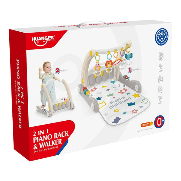 2EN 1 Grand Tapis d’éveil XL avec un piano & Trotteur