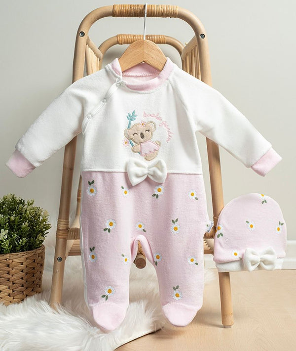 Grenouillère bébé Fille موبرة Velours 0 à 6 Mois