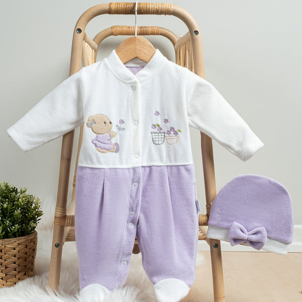 Grenouillère bébé Fille موبرة Velours 0 à 6 Mois