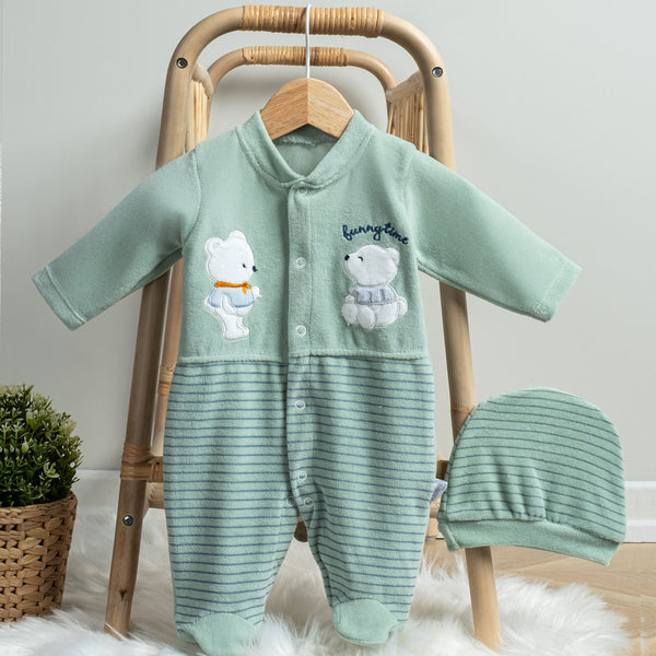 Grenouillère bébé garçon موبرة Velours 0 à 6 Mois