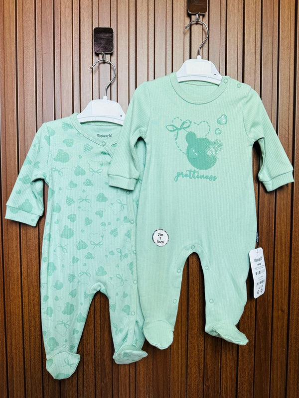 Grenouillère Bébé Fille Vert Clair - Coton Doux 0-3 Mois - Volants élégants