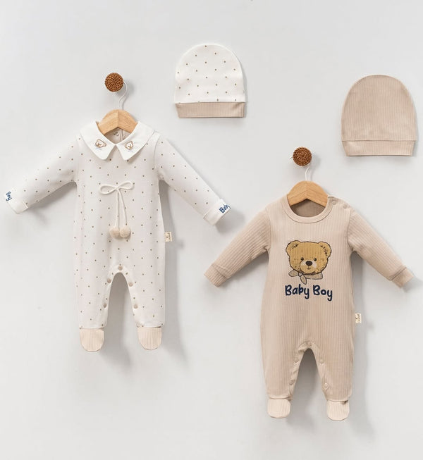 Pack Duo 2 Grenouillères Coton 0 à 6 Mois
