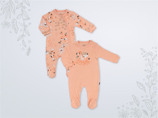 Pack Duo 2 Grenouillères Coton 1 à 6 Mois