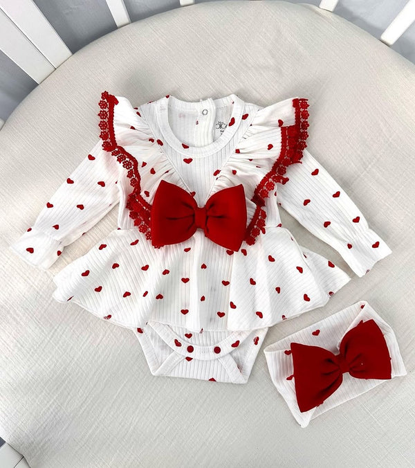 Robe 2 Pièces Cœur en Coton 3-12 Mois قطن