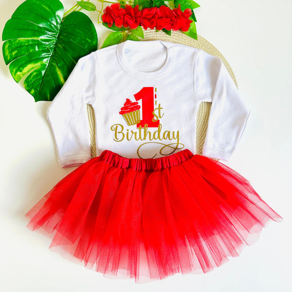 Robe 3 Pièces Anniversaire 1 An Rouge Doré